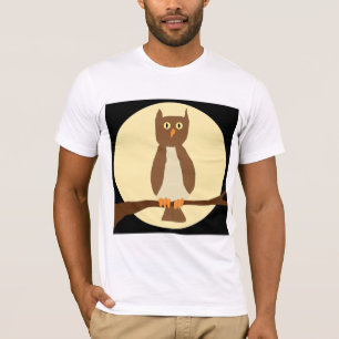 Eule im Mond auf schwarzem Kleid T-Shirt