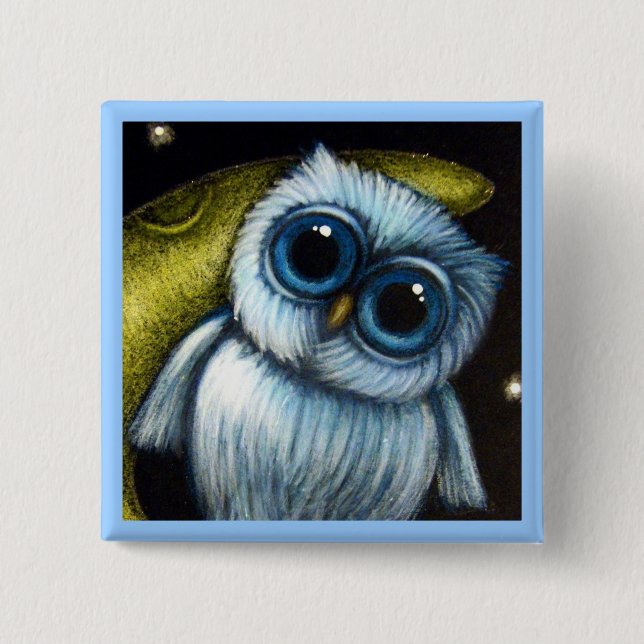 Eule im Mond fertigen Knopf besonders an Button (Vorderseite)