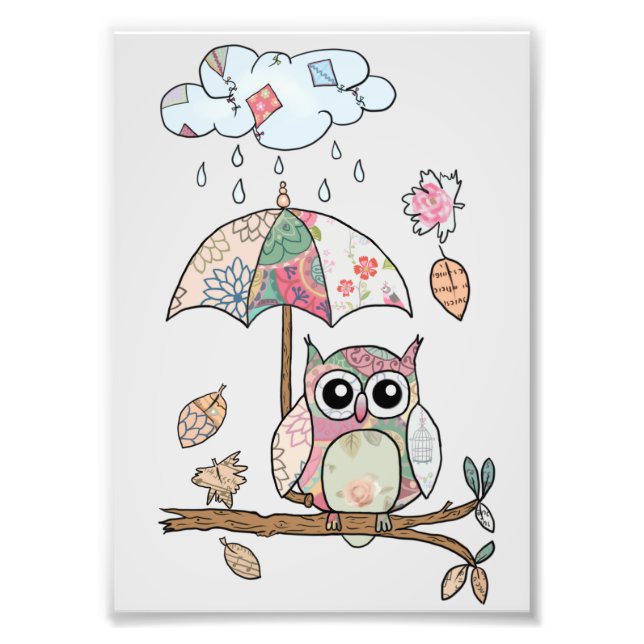 Eule im Regen Fotodruck (Vorne)