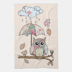 Eule im Regen Geschirrtuch