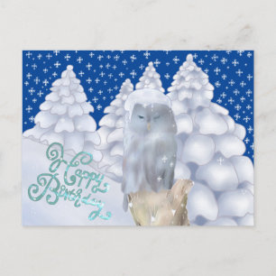 Eule im Schnee Postkarte