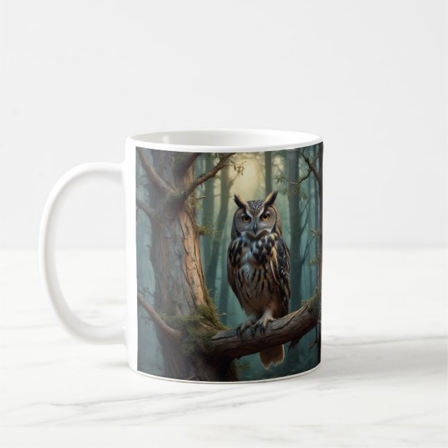 Eule in einem magischen Wald Kaffeetasse (Links)