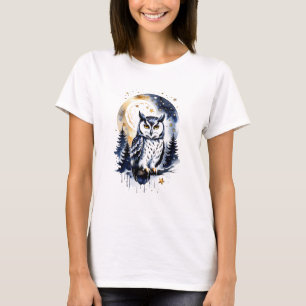 Eule in einem Sternenwald T-Shirt