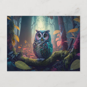 Eule in einem Wald Postkarte