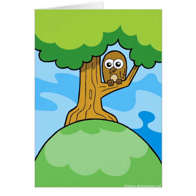 Eule in einer Baum greetin Karte (Vorne)