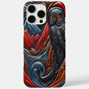 Eule in einer lebendigen, stilisierten Berglandsch iPhone 16 Pro Max Hülle