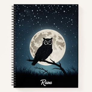 Eule in einer magischen Nacht Notizbuch