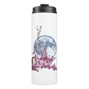 Eule in Pflaumenbaum Thermosbecher