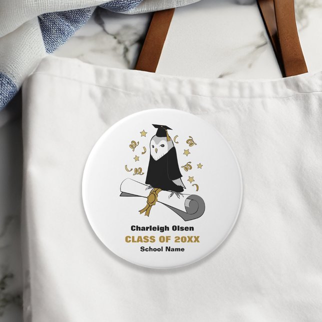 Eule in Robe Vorschul- / Kindergarten-Abschluss Button (Von Creator hochgeladen)