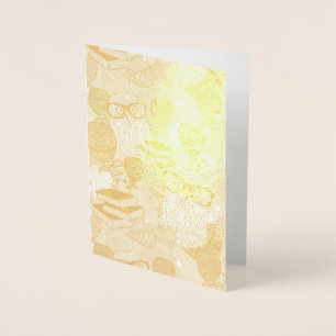 Eule in rote Rosen Folienkarte