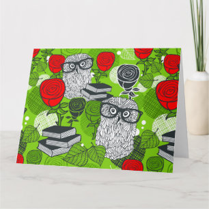 Eule in rote Rosen Karte