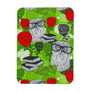 Eule in rote Rosen Magnet