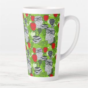 Eule in rote Rosen Milchtasse