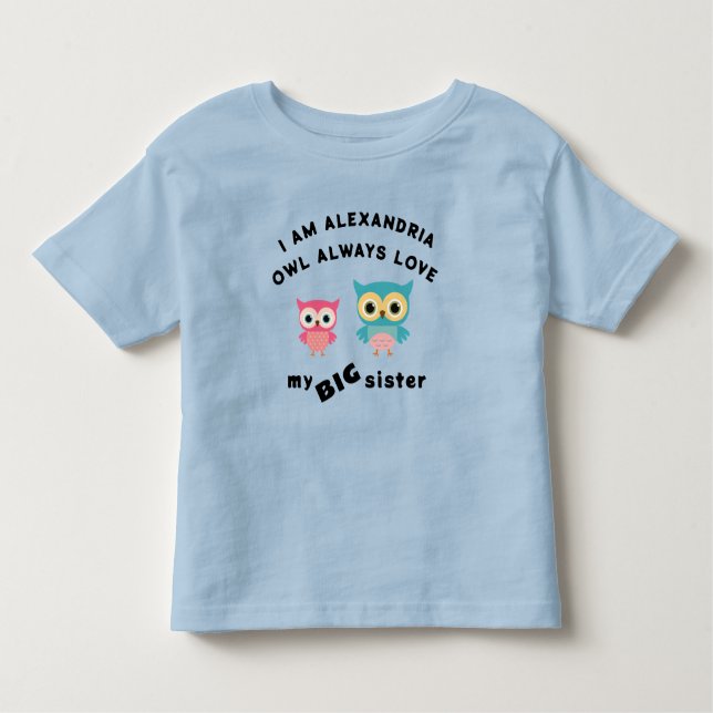 Eule Liebe immer meine große Schwester Kleinkind T-shirt (Vorderseite)
