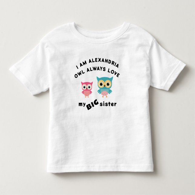 Eule Liebe immer meine große Schwester Kleinkind T-shirt (Vorderseite)