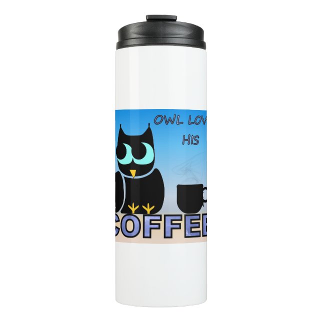 Eule Liebe seinen Kaffee Thermosbecher (Vorderseite)