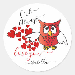 Eule liebt dich immer - Valentinstag Eule Runder Aufkleber