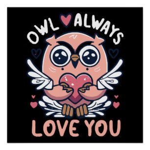 Eule liebt dich immer - Valentinstag Poster