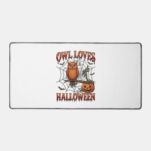 Eule liebt Halloween Orange Spinnennetz Kürbis_1 Schreibtischunterlage