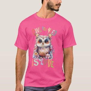 Eule mit Blume niedliche Eulen fliegen Tier morgen T-Shirt