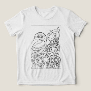 Eule mit fantasievollen Blume zum Färben Tri-Blend Shirt