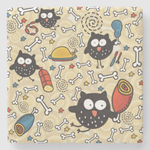 Eule mit Fleisch-Muster Steinuntersetzer