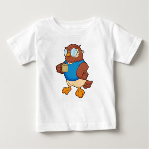 Eule mit Kaffee-Tasse Baby T-shirt