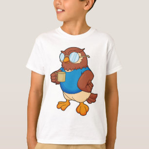 Eule mit Kaffee-Tasse T-Shirt