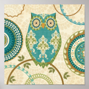 Eule mit Kreismustern Poster