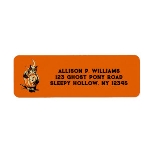 Eule mit Kürbis Vintage Halloween Rücksendeadresse
