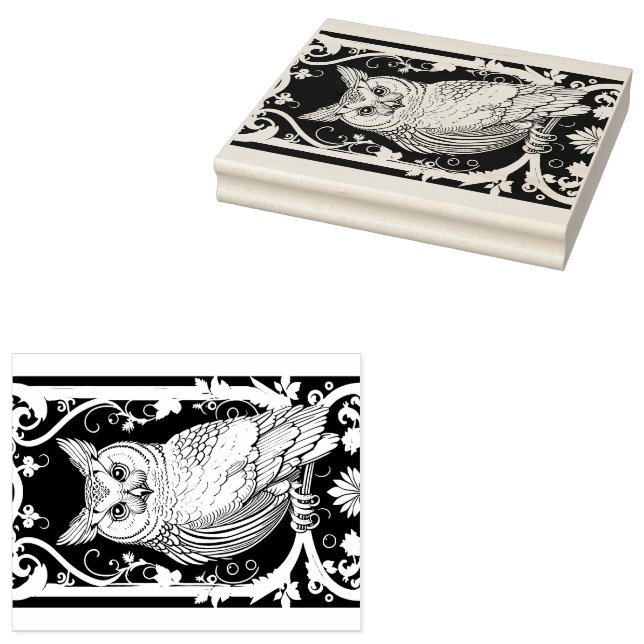 Eule mit Ornamenten Gummistempel (Stempel)