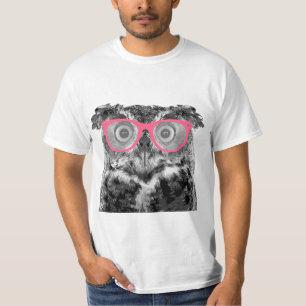 Eule mit rosa Glas-niedlichem lustigem T - Shirt