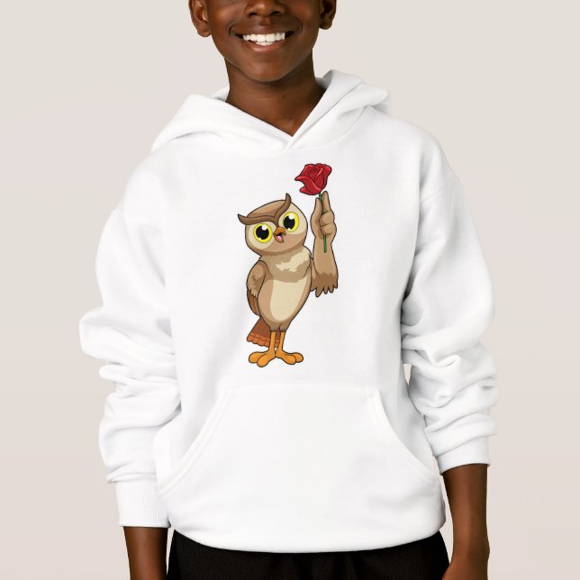 Eule mit Rose Hoodie (Vorderseite)