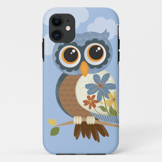 Eule mit Vintage-Blumen Case-Mate iPhone Hülle (Rückseite)