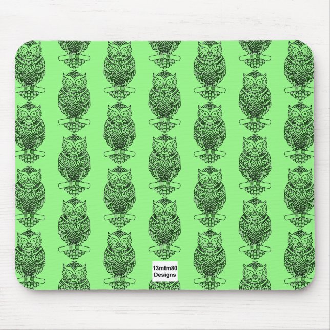 Eule (Muster neon grün) - Maus-Pad Mousepad (Vorne)