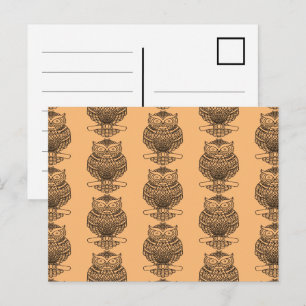 Eule (Muster orange) - Postkarte