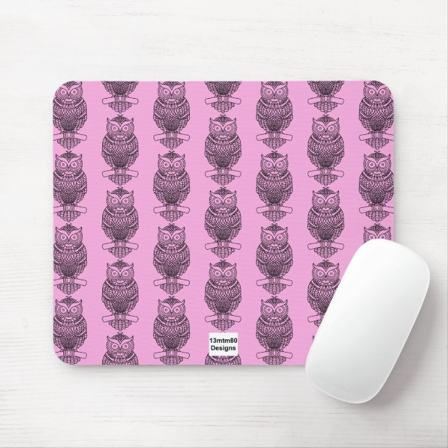 Eule (Muster pink) - Maus-Pad Mousepad (Mit Mouse)