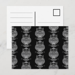 Eule (Muster schwarz) - Postkarte