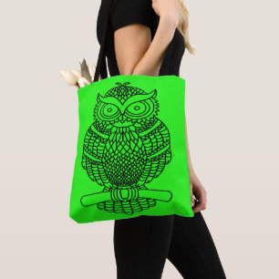 Eule (neon-grün) - Tote
