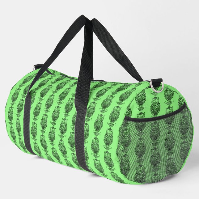Eule (neongrün) - Duffle-Beutel Duffle Bag (Rechte Ecke)