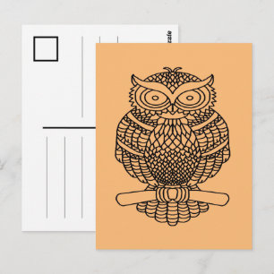 Eule (orange) - Postkarte