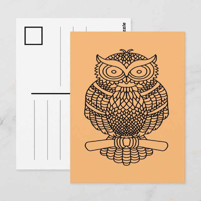Eule (orange) - Postkarte (Vorne/Hinten)
