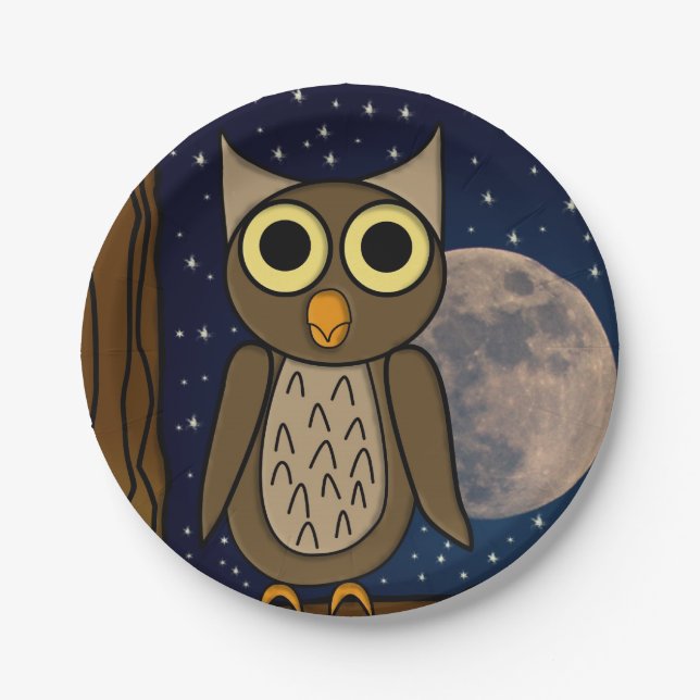 Eule Pappteller (Vorderseite)