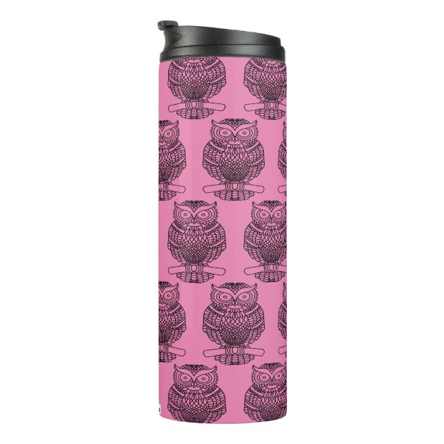 Eule (pink) - Wärmespeicher Thermosbecher (Nach rechts gedreht)