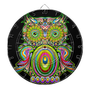 Eule psychedelischer Popart Dartboard Dartscheibe