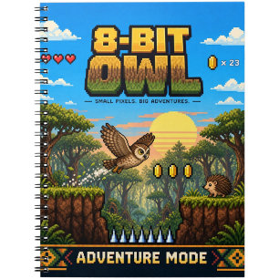 Eule, Retro-8-Bit-Pixelkunst Notizblock