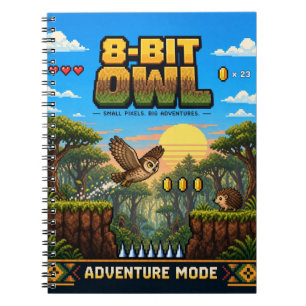 Eule, Retro-8-Bit-Pixelkunst Notizblock