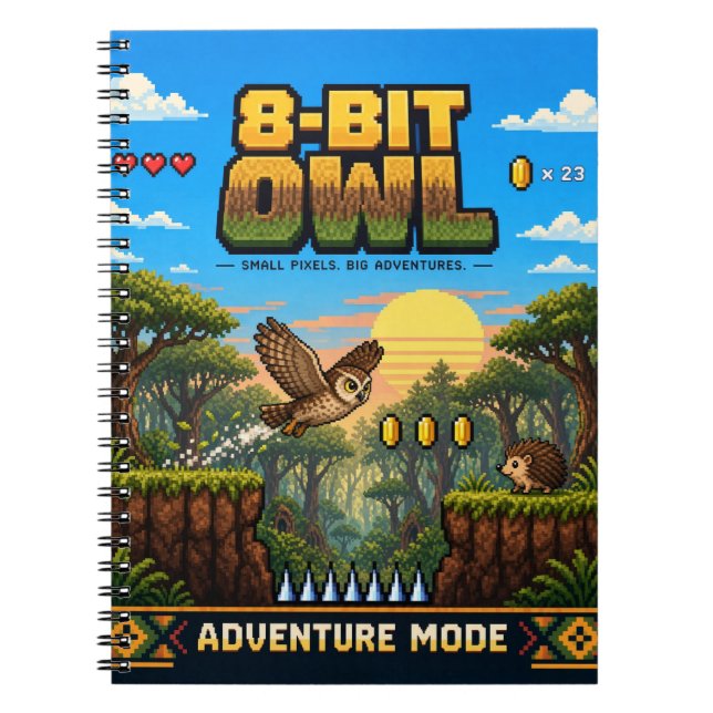 Eule, Retro-8-Bit-Pixelkunst Notizblock (Vorderseite)