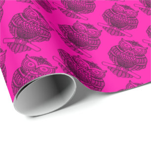 Eule (rosa) - Geschenkpapier