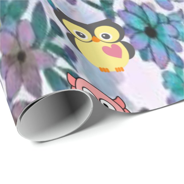 Eule, Schwein, Hummel Geschenkpapier (Rolleneckpunkt)